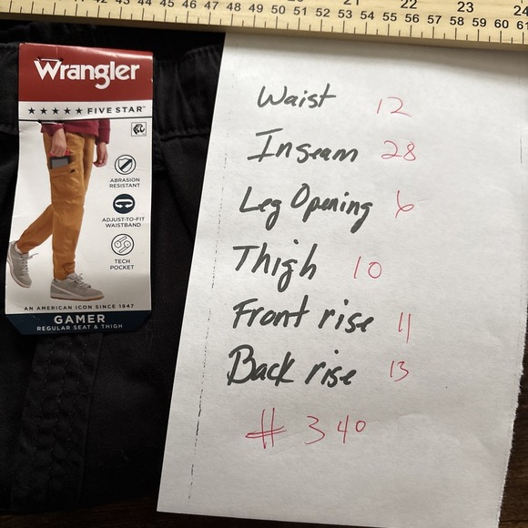 wrangle Cargo Jogger Pants Multi Pocket Drawstring Elastic Waist Casual Black - Picture 10 of 10